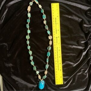 Turquoise and Silver Beaded Necklace